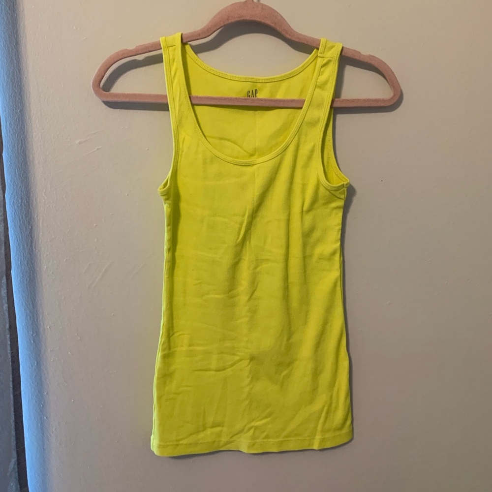 Neon Yellow Ribbed Scoop Tank